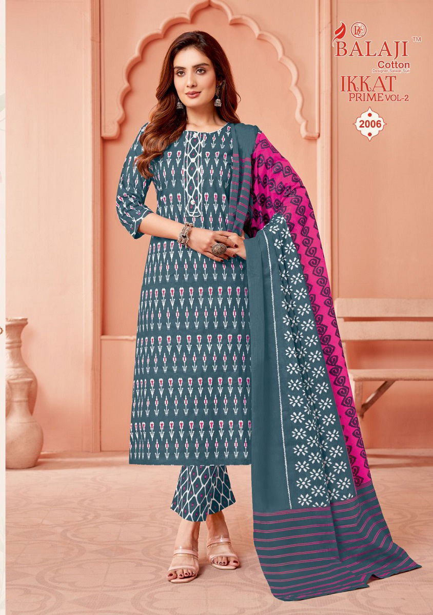 Balaji Ikkat Prime Vol 2 Cotton Dress Materials Collection
